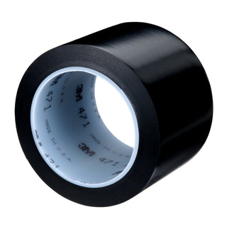 3M Vinyl Tape 471, Black, 3 in x 36 yd, 5.2 mil