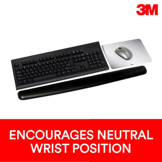 3M Gel Wrist Rest WR340LE, Extra Long for Keyboard and Mouse,Leatherette, Blk