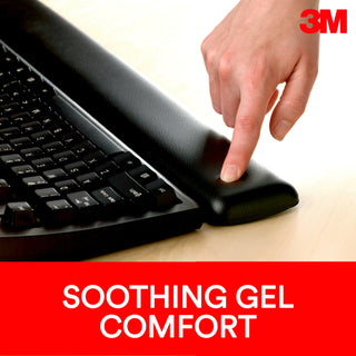 3M Gel Wrist Rest WR340LE, Extra Long for Keyboard and Mouse,Leatherette, Blk