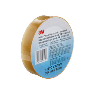 3M General Purpose Vinyl Tape 764, Transparent, 1 in x 36 yd, 5 mil