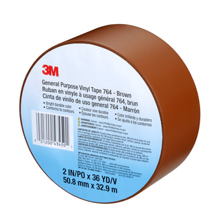 3M General Purpose Vinyl Tape 764, Brown, 2 in x 36 yd, 5 mil, 24 Roll/Case