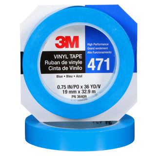 3M Vinyl Tape 471, Blue, 3/4 in x 36 yd, 48 Roll/Case