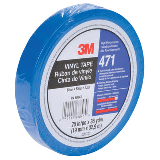 3M Vinyl Tape 471, Blue, 3/4 in x 36 yd, 48 Roll/Case