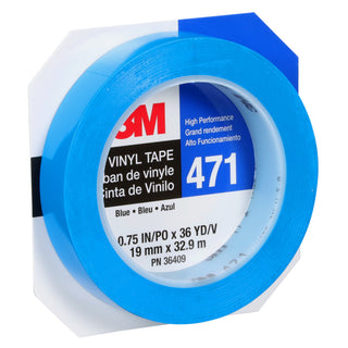 3M Vinyl Tape 471, Blue, 3/4 in x 36 yd, 48 Roll/Case