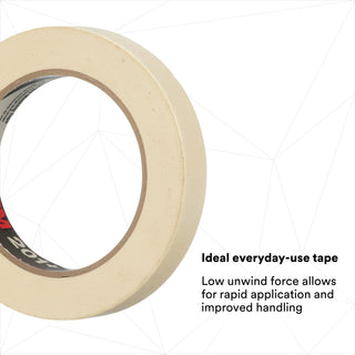 3M General Use Masking Tape 201+, Tan, 18 mm x 55 m, 4.4 mil