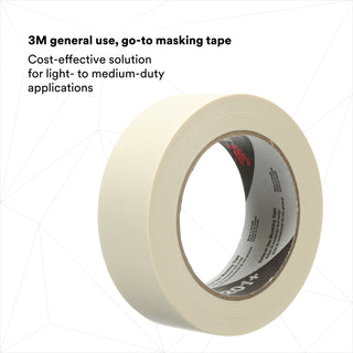 3M General Use Masking Tape 201+, Tan, 36 mm x 55 m, 4.4 mil