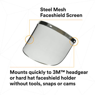 3M Steel Mesh Faceshield Screen W96M 82506-00000, Molded