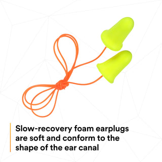 3M E-A-Rsoft FX Earplugs 312-1260, Corded, Poly Bag