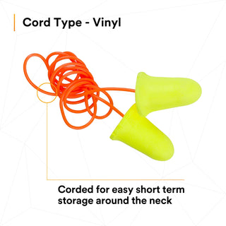 3M E-A-Rsoft FX Earplugs 312-1260, Corded, Poly Bag