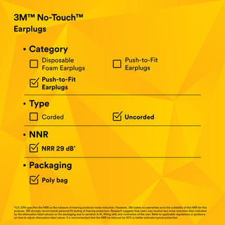 3M No-Touch Foam Earplugs P2000, Uncorded