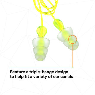 3M Tri-Flange Earplugs P3000, Corded