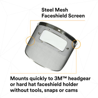 3M Steel Mesh Faceshield Screen W96MW 82511-00000, with ClearEyeshield