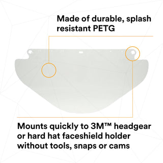 3M Wide Clear PETG Faceshield WE96X 82581-00000, Flat Stock