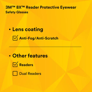 3M BX Reader Protective Eyewear 11377-00000-20, Grey Lens, Silver
Frame