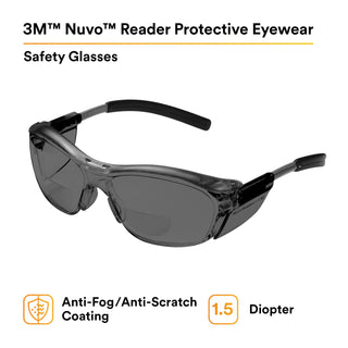 3M Nuvo Reader Protective Eyewear 11500-00000-20 Gray Lens, Gray
Frame