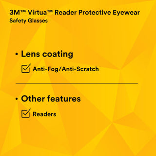 3M Virtua Reader Protective Eyewear 11513-00000-20 Clear Anti-Fog
Lens