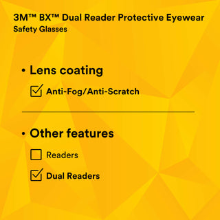 3M BX Dual Reader Protective Eyewear 11458-00000-20, Clear Anti-FogLens