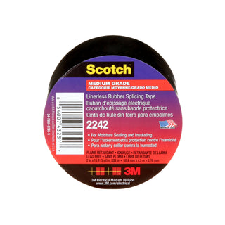 3M Linerless Electrical Rubber Tape 2242, 2 in x 15 ft, 1 in core,Black