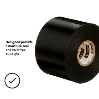 3M Linerless Electrical Rubber Tape 2242, 2 in x 15 ft, 1 in core,Black