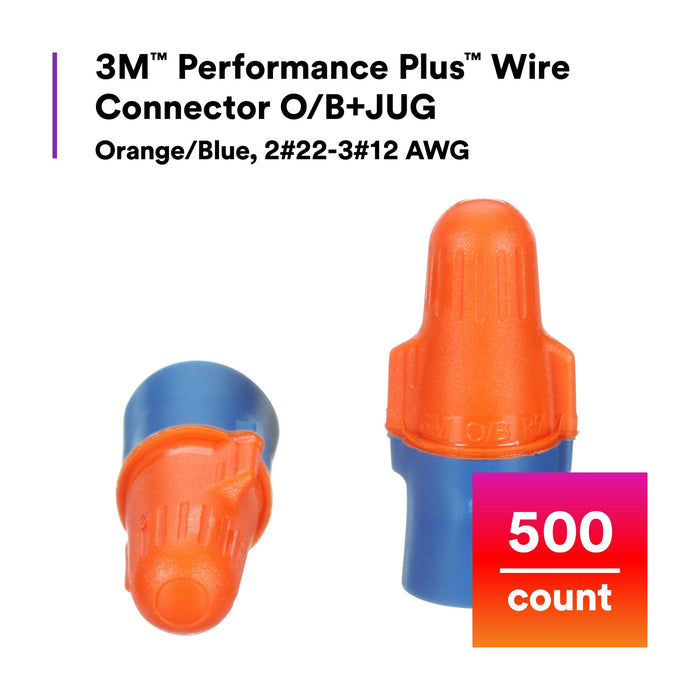 3M Performance Plus Wire Connector O/B+JUG, 500 per Jug