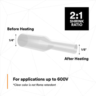 3M Heat Shrink Thin-Wall Tubing FP-301-1/4-48"-Clear-12 Pcs, 48 inLength sticks