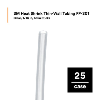 3M Heat Shrink Thin-Wall Tubing FP-301-1/16-48"-Clear-25 Pcs, 48 inLength sticks