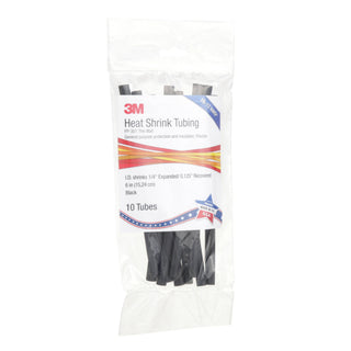 3M Heat Shrink Thin-Wall Tubing FP-301-1/4-6"-Black-10-10 Pc Pks