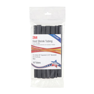 3M Heat Shrink Thin-Wall Tubing FP-301-3/8-6"-Black-10-10 Pc Pks