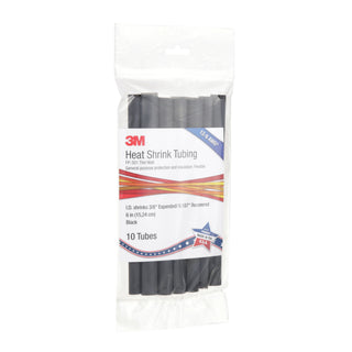 3M Heat Shrink Thin-Wall Tubing FP-301-3/8-6"-Black-10-10 Pc Pks