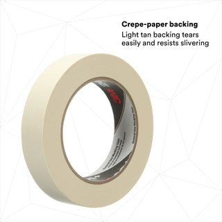 3M General Use Masking Tape 201+, Tan, 24 mm x 55 m, 4.4 mil