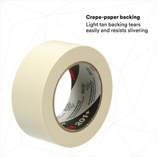 3M General Use Masking Tape 201+, Tan, 48 mm x 55 m, 4.4 mil