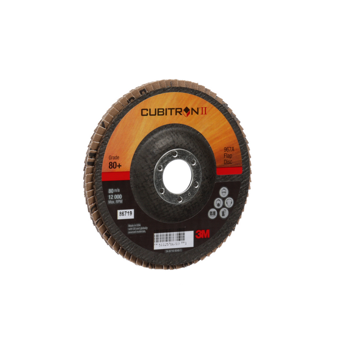 3M Cubitron II Flap Disc 967A, 80+, T27, 5 in x 7/8 in