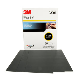 3M Wetordry Abrasive Sheet 413Q, 02004, 320, 9 in x 11 in, 50 sheetsper carton