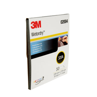 3M Wetordry Abrasive Sheet 413Q, 02004, 320, 9 in x 11 in, 50 sheetsper carton