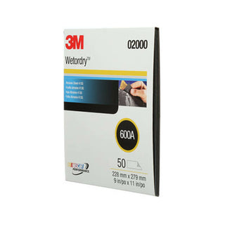 3M Wetordry Abrasive Sheet 413Q, 02000, 600, 9 in x 11 in, 50 sheetsper carton