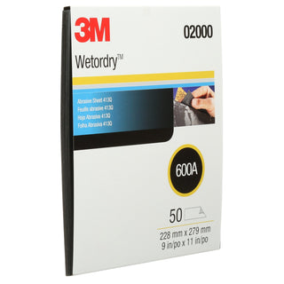 3M Wetordry Abrasive Sheet 413Q, 02000, 600, 9 in x 11 in, 50 sheetsper carton