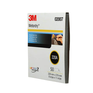 3M Wetordry Abrasive Sheet 413Q, 02007, 220, 9 in x 11 in, 50 sheetsper carton