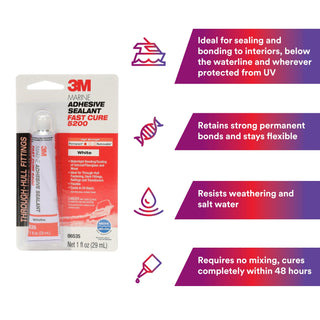 3M Marine Adhesive Sealant 4200FC, Fast Cure, White, 3 oz Tube