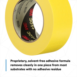 3M Performance Yellow Masking Tape 301+, 48 mm x 55 m, 24 Roll/Case