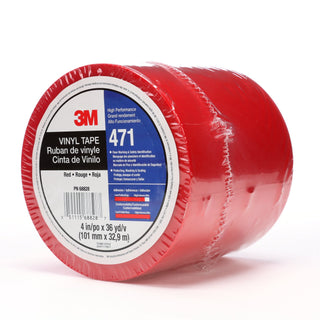 3M Vinyl Tape 471, Red, 4 in x 36 yd, 5.2 mil, 8 Roll/Case