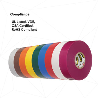 Scotch® Vinyl Color Coding Electrical Tape 35, 1/2 in x 20 ft,Multi-color