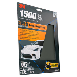 3M Wetordry Sandpaper, 32023, 1500 Grit, 9 in x 11 in, 5 per pack