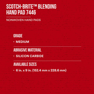 Scotch-Brite Blending Hand Pad 7446, HP-HP, SiC Medium, Gray, 3- 1/2
inx 7 in