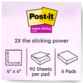 Post-it® Super Sticky Recycled Notes 675-6SSNRP, 4 in x 4 in (101 mm x 101 mm)