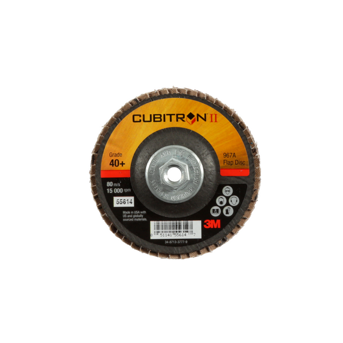 3M Cubitron II Flap Disc 967A, 40+, T29 Quick Change, 4 in x 3/8"-24