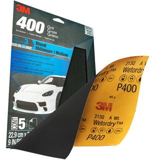 3M Wetordry Sandpaper, 32038, 400 Grit, 9 in x 11 in, 5 per pack