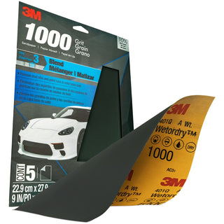 3M Wetordry Sandpaper, 32021, 1000 Grit, 9 inch x 11 inch, 5 per pack