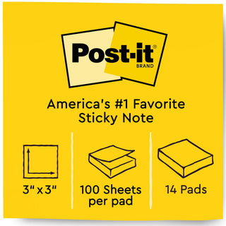Post-it® Notes 654-14AN, 3 in x 3 in, Poptimistic Collection