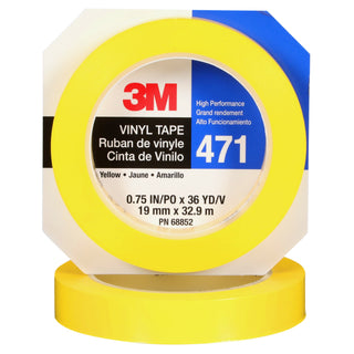 3M Vinyl Tape 471, Yellow, 3/4 in x 36 yd, 5.2 mil