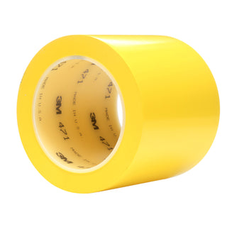 3M Vinyl Tape 471, Yellow, 4 in x 36 yd, 5.2 mil, 8 Roll/Case